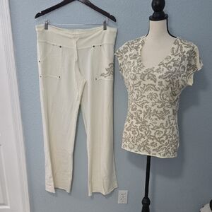 Green Dragon Cream Pantsuit